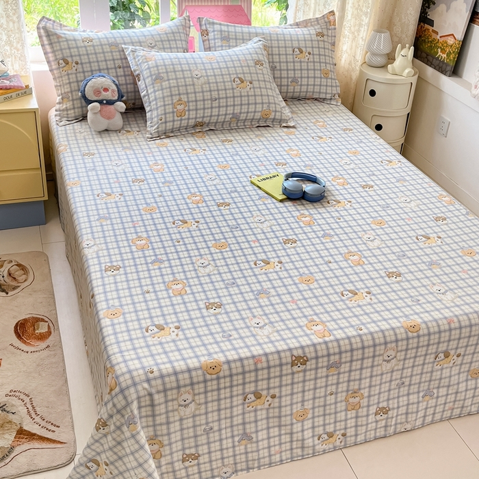 91家纺网 家纺一手货源 找家纺 莱通家纺 2025春夏新款12868纯棉印花单床单 床单单件-系列二（商家提供买家秀） 童年趣事