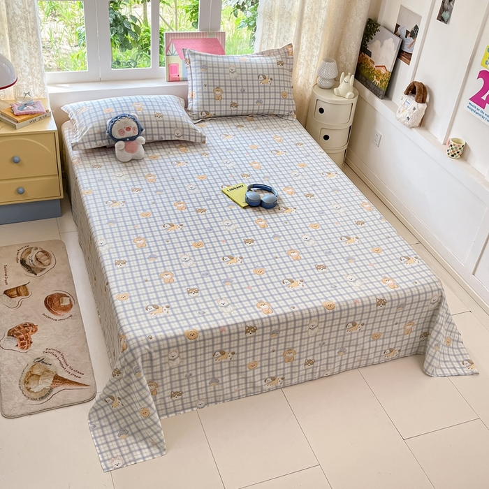 91家纺网 家纺一手货源 找家纺 莱通家纺 2025春夏新款12868纯棉印花单床单 床单单件-系列二（商家提供买家秀） 童年趣事