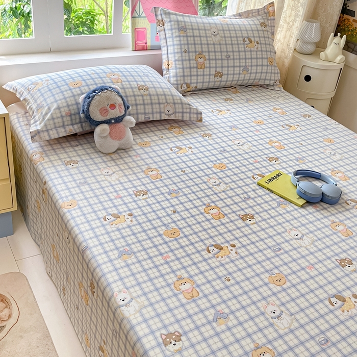 91家纺网 家纺一手货源 找家纺 莱通家纺 2025春夏新款12868纯棉印花单床单 床单单件-系列二（商家提供买家秀） 童年趣事