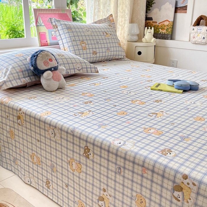 91家纺网 家纺一手货源 找家纺 莱通家纺 2025春夏新款12868纯棉印花单床单 床单单件-系列二（商家提供买家秀） 童年趣事