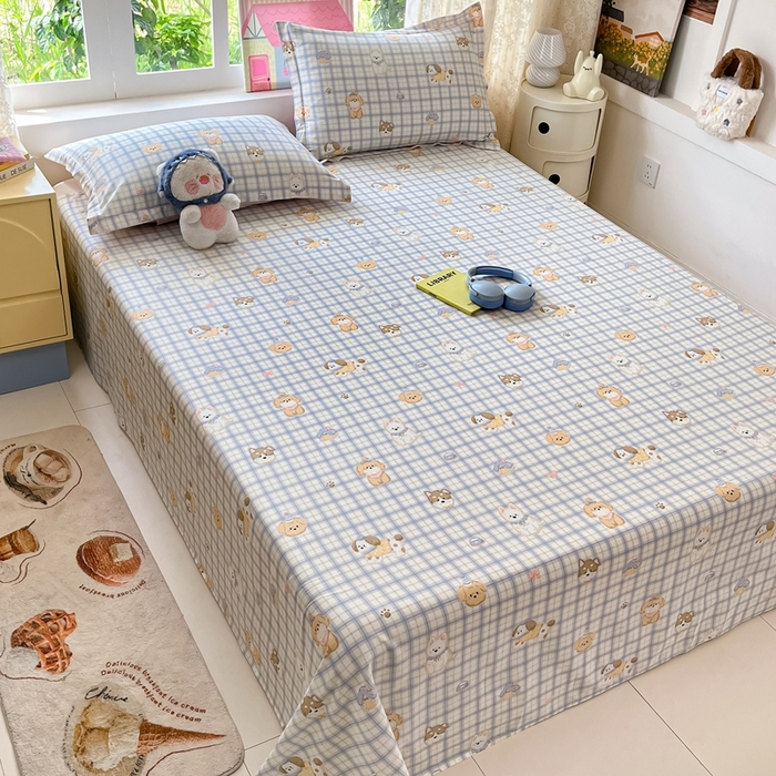 91家纺网 家纺一手货源 找家纺 莱通家纺 2025春夏新款12868纯棉印花单床单 床单单件-系列二（商家提供买家秀） 童年趣事