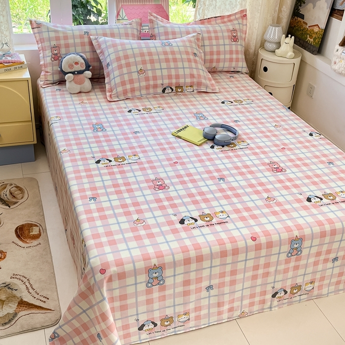 91家纺网 家纺一手货源 找家纺 莱通家纺 2025春夏新款12868纯棉印花单床单 床单单件-系列二（商家提供买家秀） 童趣伙伴