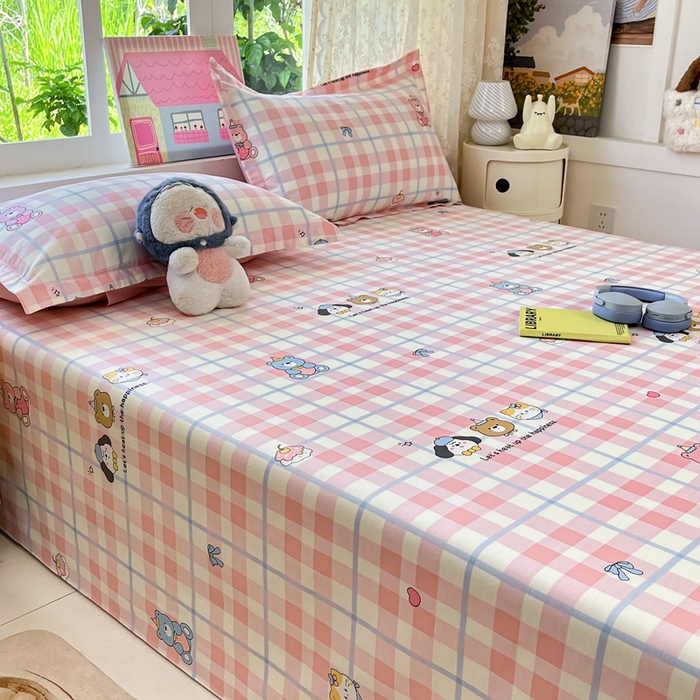 91家纺网 家纺一手货源 找家纺 莱通家纺 2025春夏新款12868纯棉印花单床单 床单单件-系列二（商家提供买家秀） 童趣伙伴