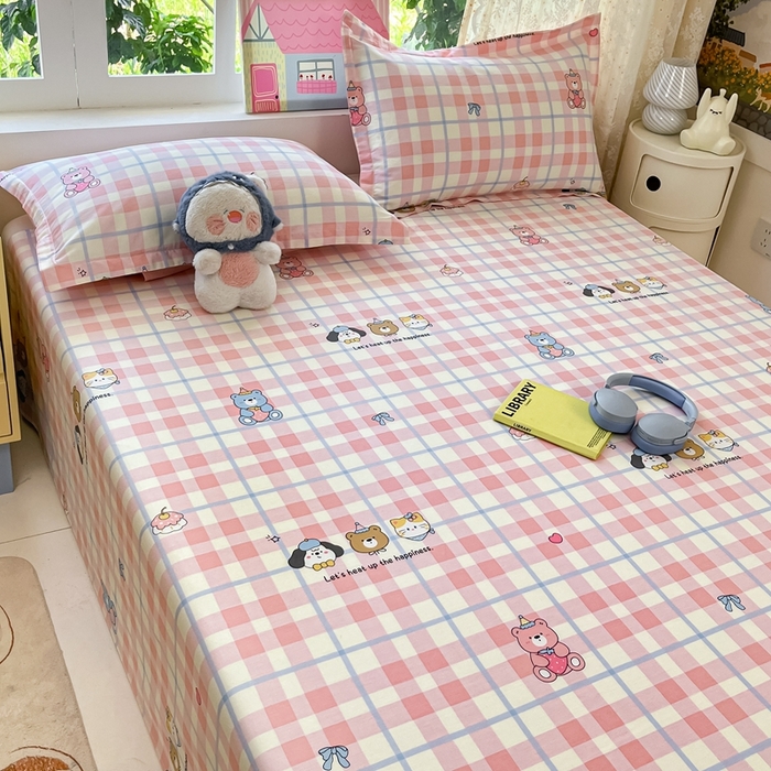 91家纺网 家纺一手货源 找家纺 莱通家纺 2025春夏新款12868纯棉印花单床单 床单单件-系列二（商家提供买家秀） 童趣伙伴