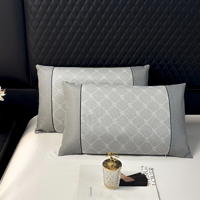 小牛席业 2025新款小玫瑰PE冰丝夏凉枕枕头枕芯 灰色 35x55cm/只枕套+枕芯