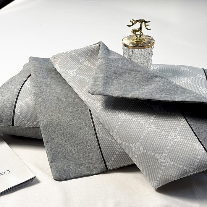 91家纺网 家纺一手货源 找家纺 小牛席业 2025新款小玫瑰PE冰丝夏凉枕枕头枕芯 灰色 35x55cm/只枕套+枕芯