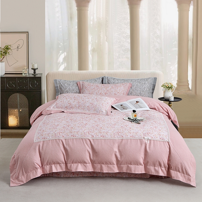 威克凯丽 2024新款云柔棉磨毛数码印花四件套--星河入梦 星河入梦-藕荷粉