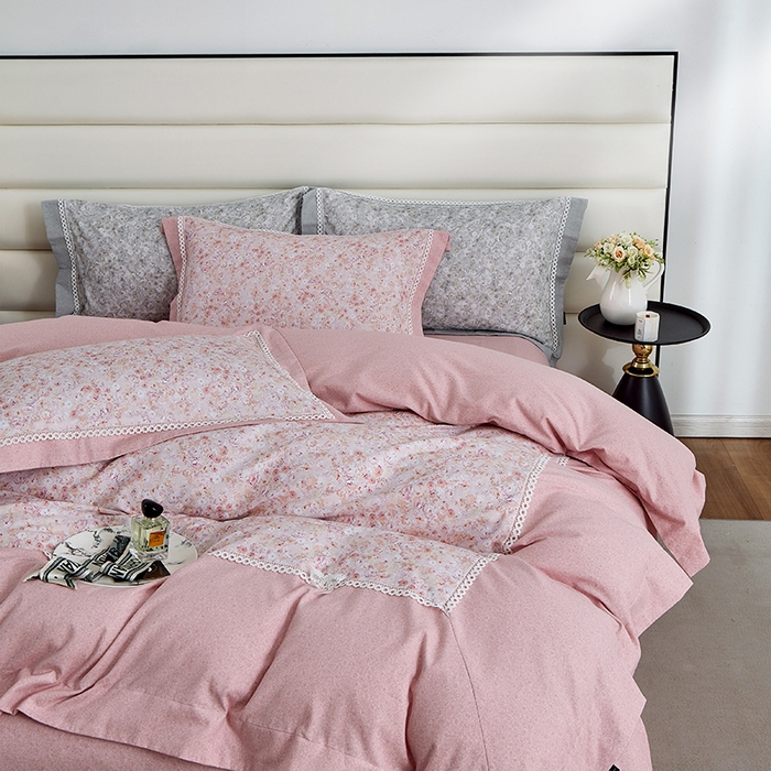 91家纺网 家纺一手货源 找家纺 威克凯丽 2024新款云柔棉磨毛数码印花四件套--星河入梦 星河入梦-藕荷粉