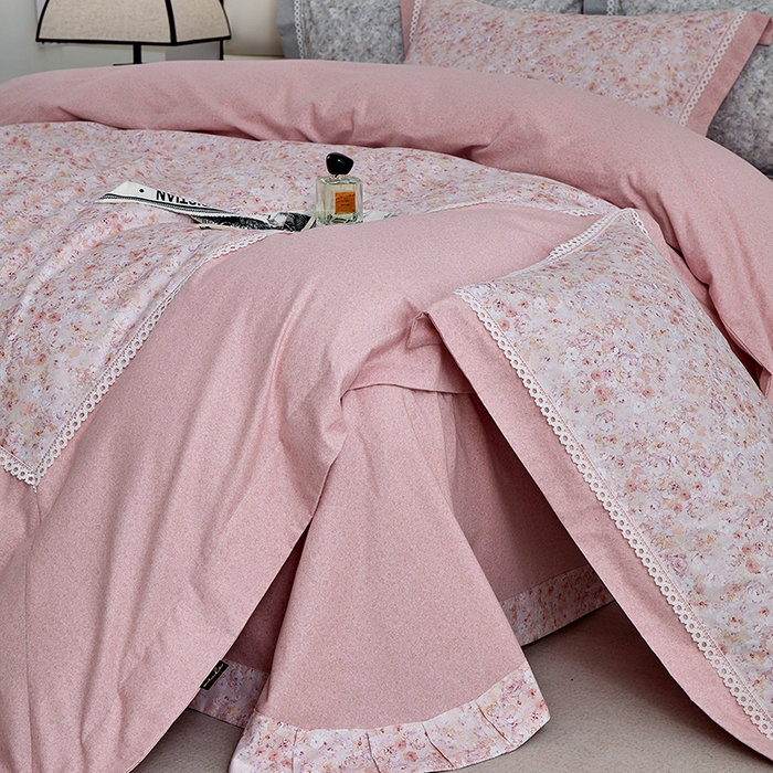 91家纺网 家纺一手货源 找家纺 威克凯丽 2024新款云柔棉磨毛数码印花四件套--星河入梦 星河入梦-藕荷粉