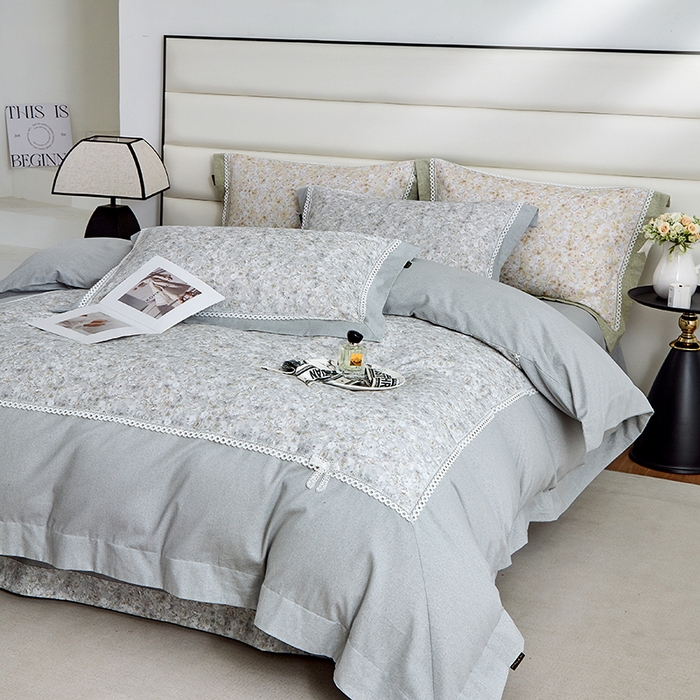 91家纺网 家纺一手货源 找家纺 威克凯丽 2024新款云柔棉磨毛数码印花四件套--星河入梦 星河入梦-青黛灰