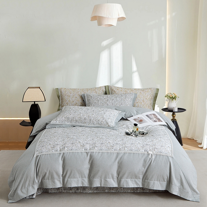 91家纺网 家纺一手货源 找家纺 威克凯丽 2024新款云柔棉磨毛数码印花四件套--星河入梦 星河入梦-青黛灰