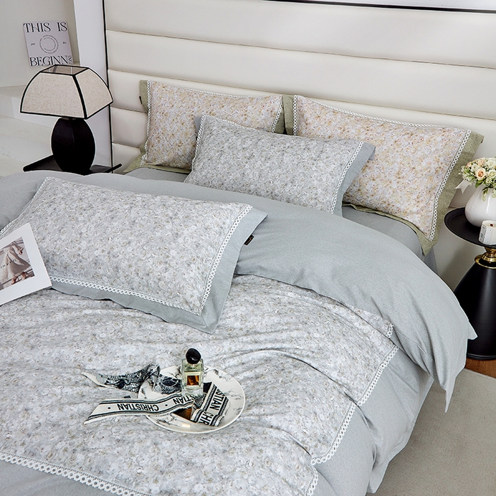 91家纺网 家纺一手货源 找家纺 威克凯丽 2024新款云柔棉磨毛数码印花四件套--星河入梦 星河入梦-青黛灰