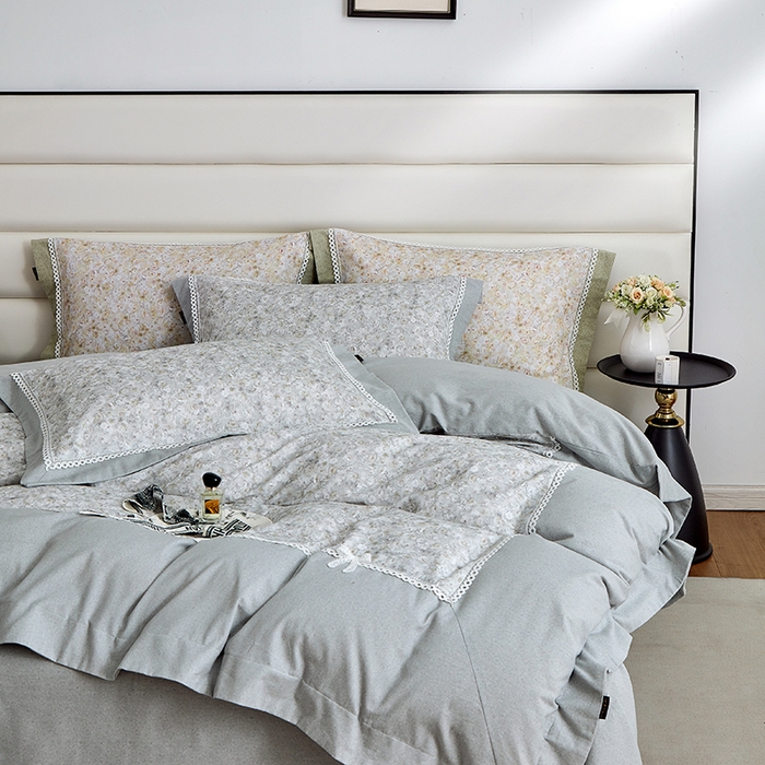 91家纺网 家纺一手货源 找家纺 威克凯丽 2024新款云柔棉磨毛数码印花四件套--星河入梦 星河入梦-青黛灰