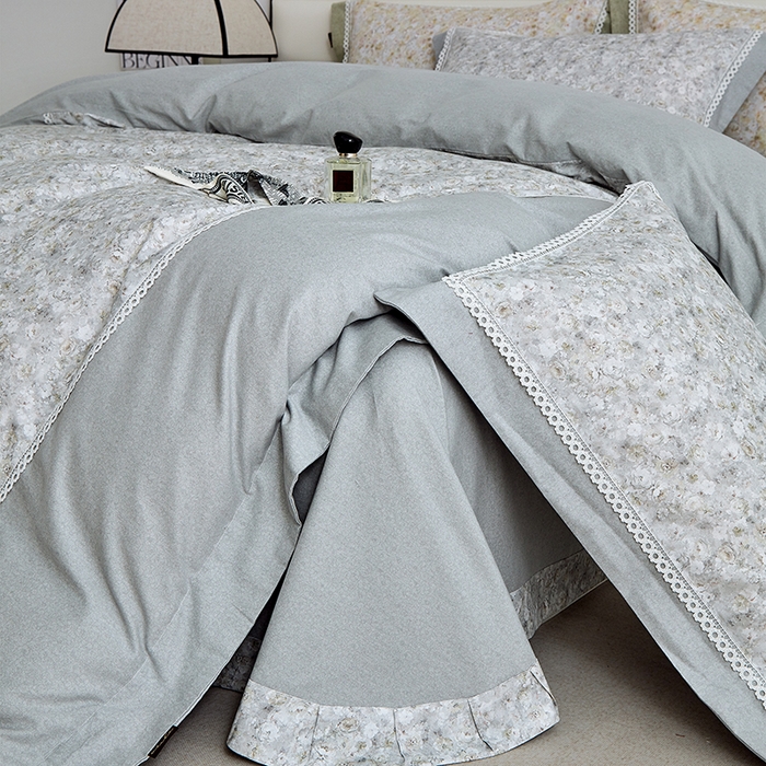 91家纺网 家纺一手货源 找家纺 威克凯丽 2024新款云柔棉磨毛数码印花四件套--星河入梦 星河入梦-青黛灰