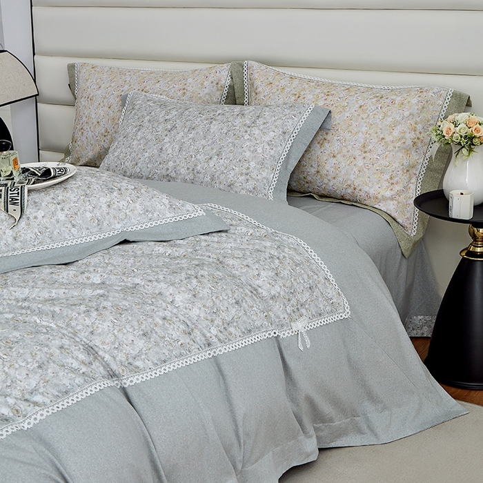 91家纺网 家纺一手货源 找家纺 威克凯丽 2024新款云柔棉磨毛数码印花四件套--星河入梦 星河入梦-青黛灰