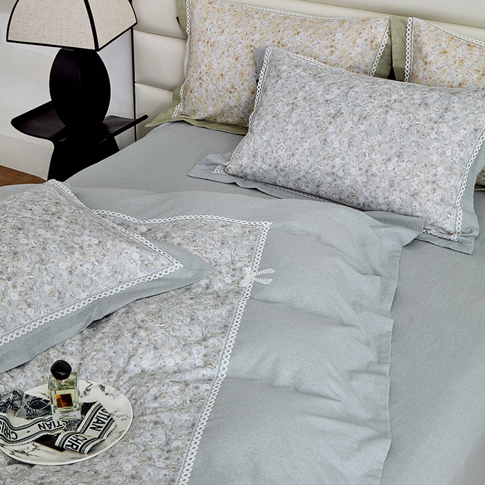 91家纺网 家纺一手货源 找家纺 威克凯丽 2024新款云柔棉磨毛数码印花四件套--星河入梦 星河入梦-青黛灰