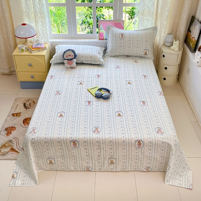 91家纺网 家纺一手货源 找家纺 莱通家纺 2025春夏新款12868纯棉印花单床单 床单单件-系列二（商家提供买家秀） 月光摇蓝草