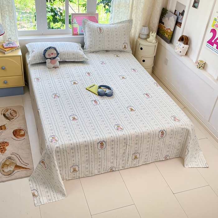 91家纺网 家纺一手货源 找家纺 莱通家纺 2025春夏新款12868纯棉印花单床单 床单单件-系列二（商家提供买家秀） 月光摇蓝草