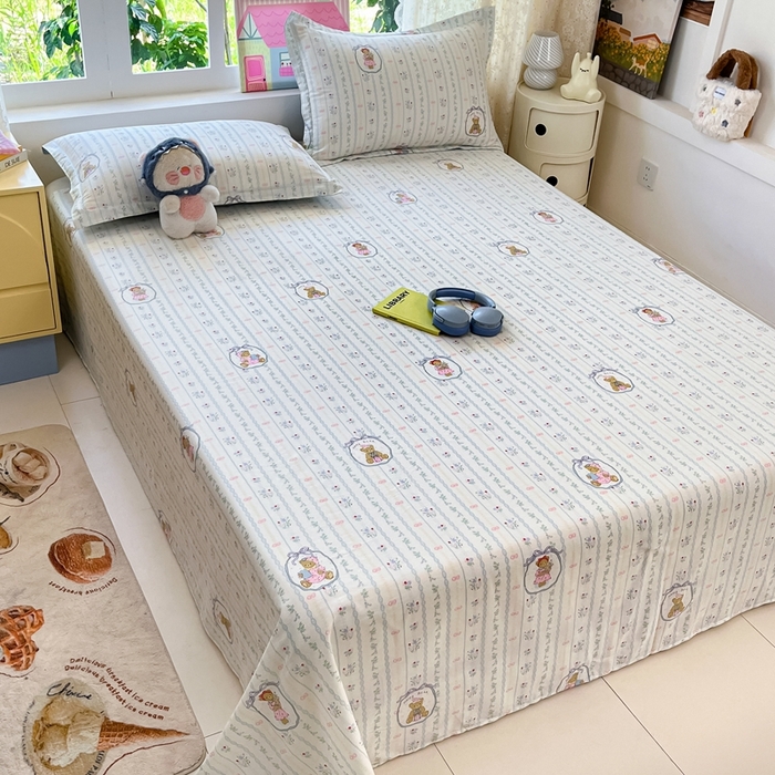 91家纺网 家纺一手货源 找家纺 莱通家纺 2025春夏新款12868纯棉印花单床单 床单单件-系列二（商家提供买家秀） 月光摇蓝草