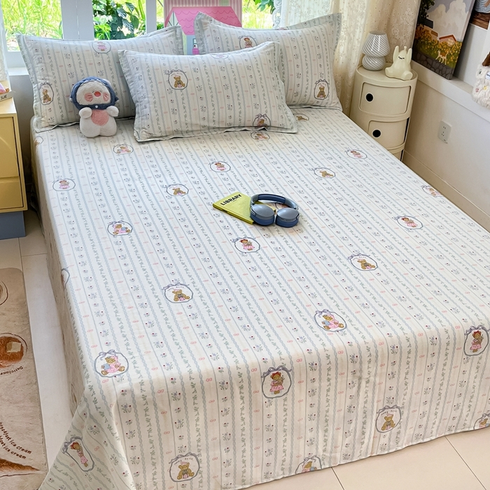 91家纺网 家纺一手货源 找家纺 莱通家纺 2025春夏新款12868纯棉印花单床单 床单单件-系列二（商家提供买家秀） 月光摇蓝草