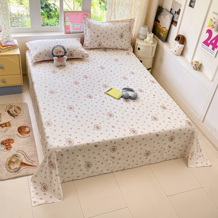 91家纺网 家纺一手货源 找家纺 莱通家纺 2025春夏新款12868纯棉印花单床单 床单单件-系列二（商家提供买家秀） 云朵相馆