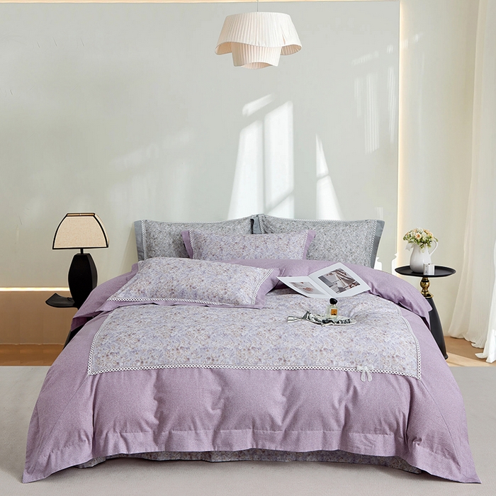 91家纺网 家纺一手货源 找家纺 威克凯丽 2024新款云柔棉磨毛数码印花四件套--星河入梦 星河入梦-西凤紫