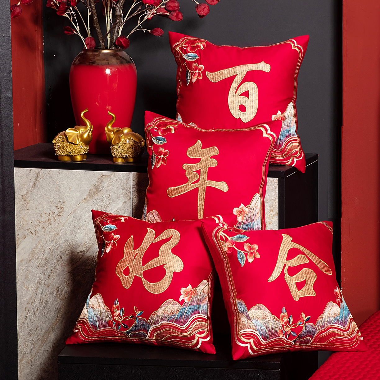 柏拉图 2024新款抱枕含芯组合 百年好合