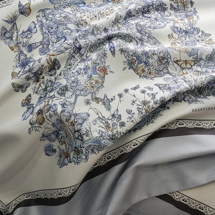 91家纺网 家纺一手货源 找家纺 威克凯丽 2024新款100S缎面数码印花四件套 蝴蝶 兰