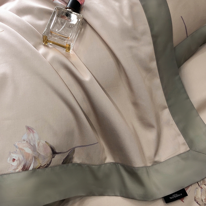 91家纺网 家纺一手货源 找家纺 威克凯丽 2024新款100S缎面数码印花四件套 花似锦-粉