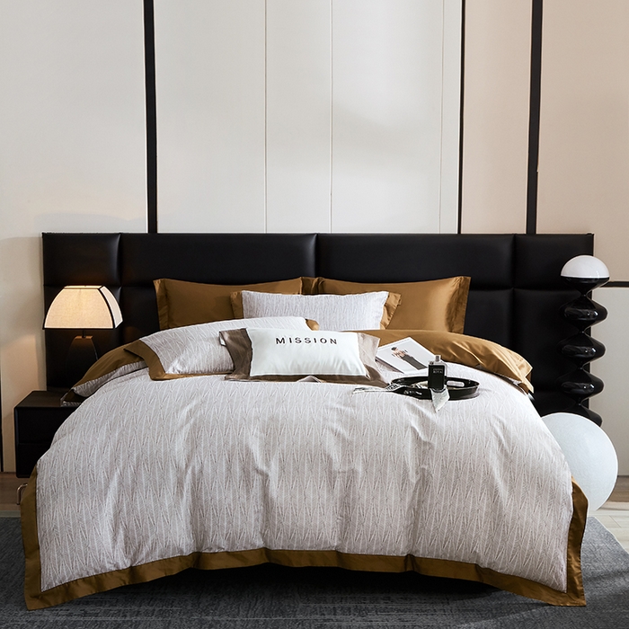 威克凯丽 2024新款100S缎面数码印花四件套 劳伦斯-咖改