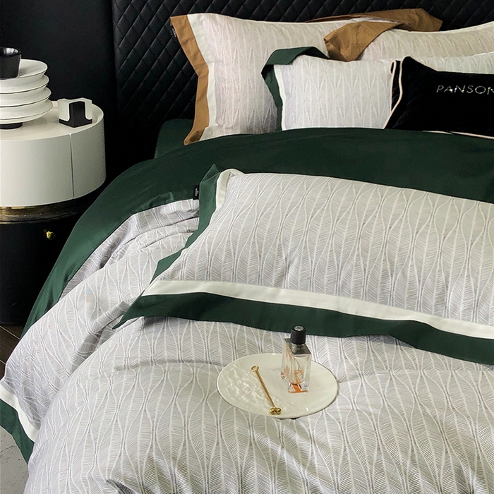 91家纺网 家纺一手货源 找家纺 威克凯丽 2024新款100S缎面数码印花四件套 劳伦斯-绿