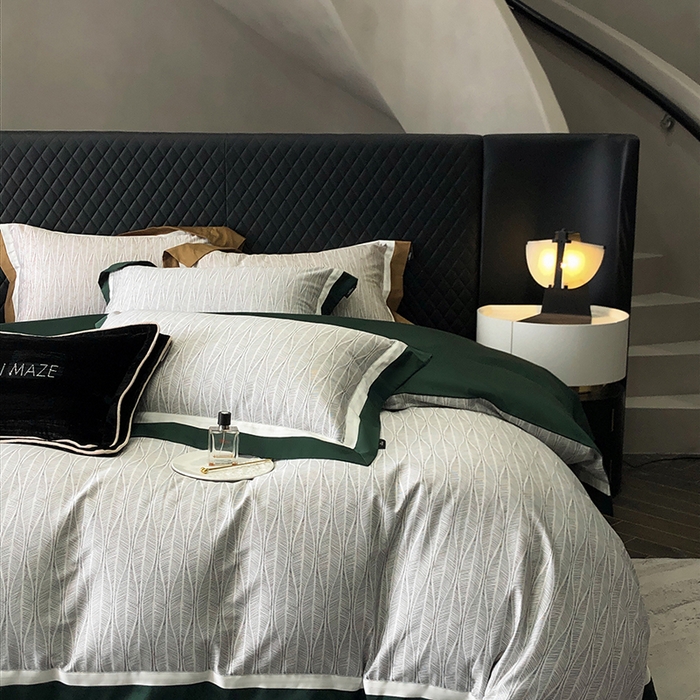 91家纺网 家纺一手货源 找家纺 威克凯丽 2024新款100S缎面数码印花四件套 劳伦斯-绿