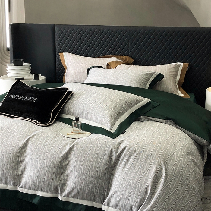 91家纺网 家纺一手货源 找家纺 威克凯丽 2024新款100S缎面数码印花四件套 劳伦斯-绿