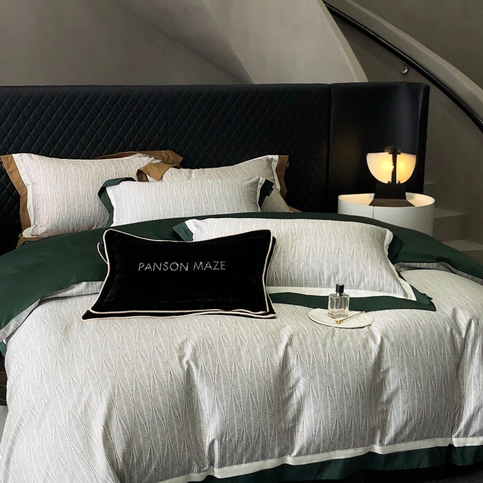 91家纺网 家纺一手货源 找家纺 威克凯丽 2024新款100S缎面数码印花四件套 劳伦斯-绿