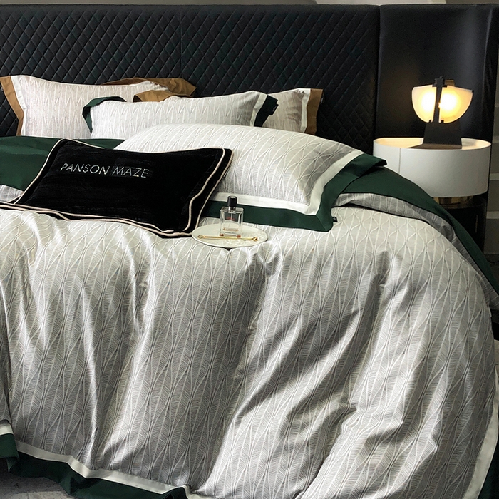 91家纺网 家纺一手货源 找家纺 威克凯丽 2024新款100S缎面数码印花四件套 劳伦斯-绿