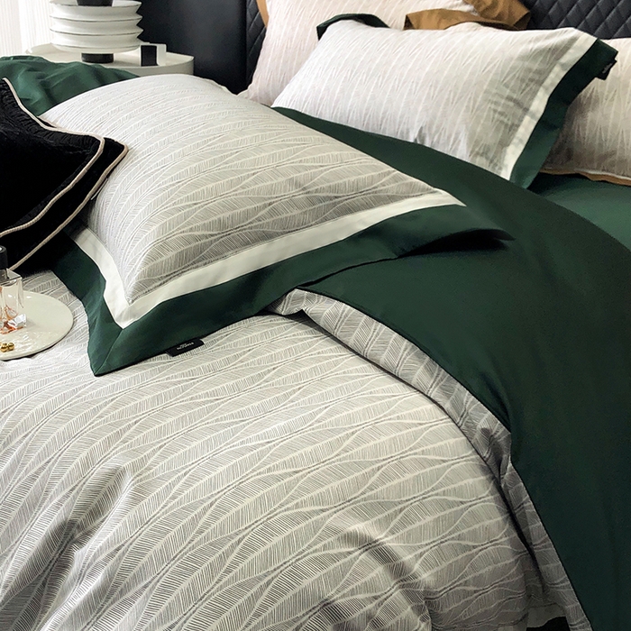 91家纺网 家纺一手货源 找家纺 威克凯丽 2024新款100S缎面数码印花四件套 劳伦斯-绿