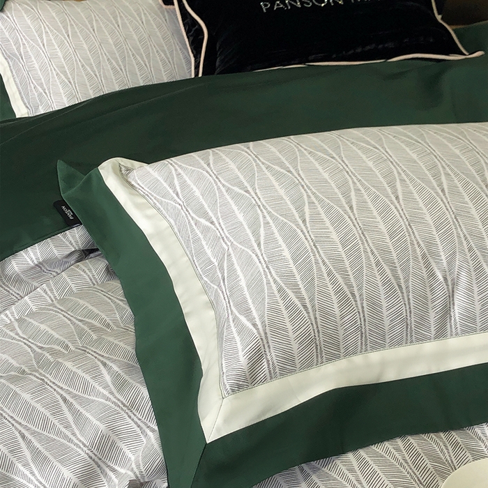 91家纺网 家纺一手货源 找家纺 威克凯丽 2024新款100S缎面数码印花四件套 劳伦斯-绿