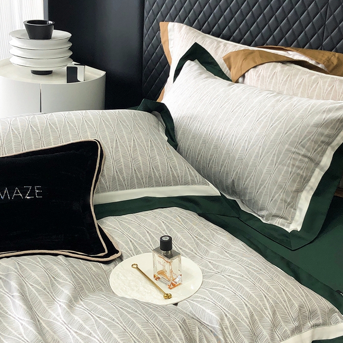 91家纺网 家纺一手货源 找家纺 威克凯丽 2024新款100S缎面数码印花四件套 劳伦斯-绿