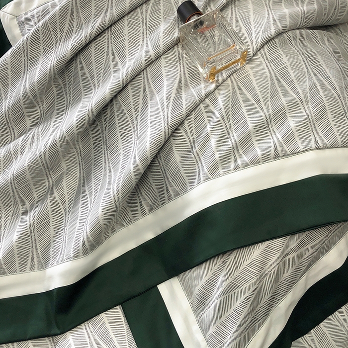 91家纺网 家纺一手货源 找家纺 威克凯丽 2024新款100S缎面数码印花四件套 劳伦斯-绿