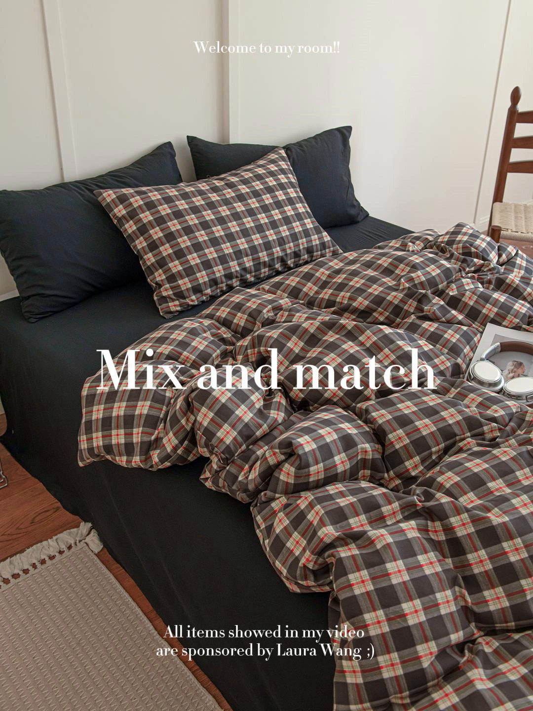 91家纺网 家纺一手货源 找家纺 尤米 2025新款亲肤舒适混搭ins风四件套系列 复古格纹