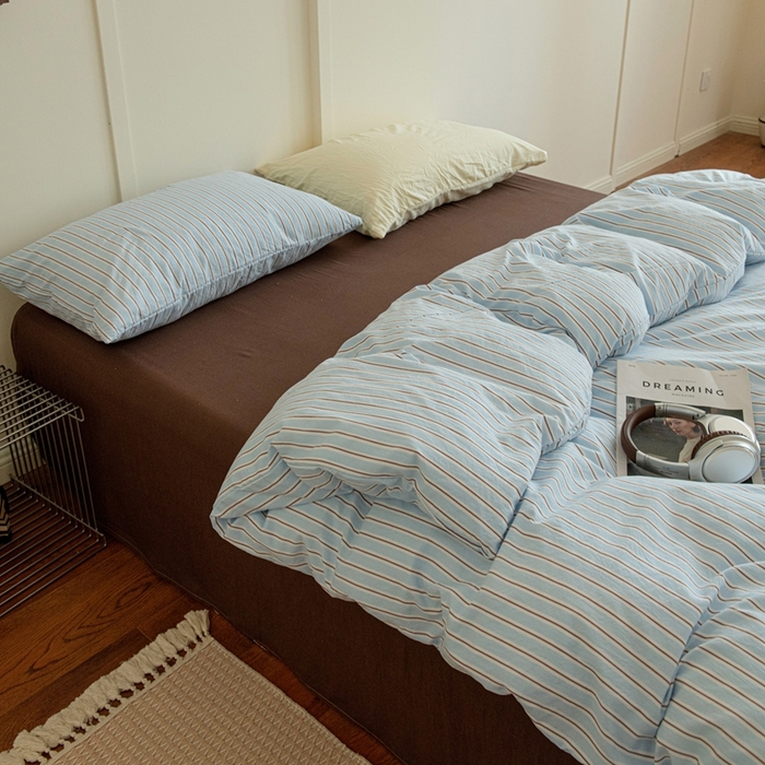 91家纺网 家纺一手货源 找家纺 尤米 2025新款亲肤舒适混搭ins风四件套系列 海盐可可