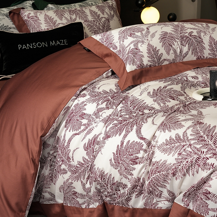 91家纺网 家纺一手货源 找家纺 威克凯丽 2024新款100S缎面数码印花四件套 夏日风情 红