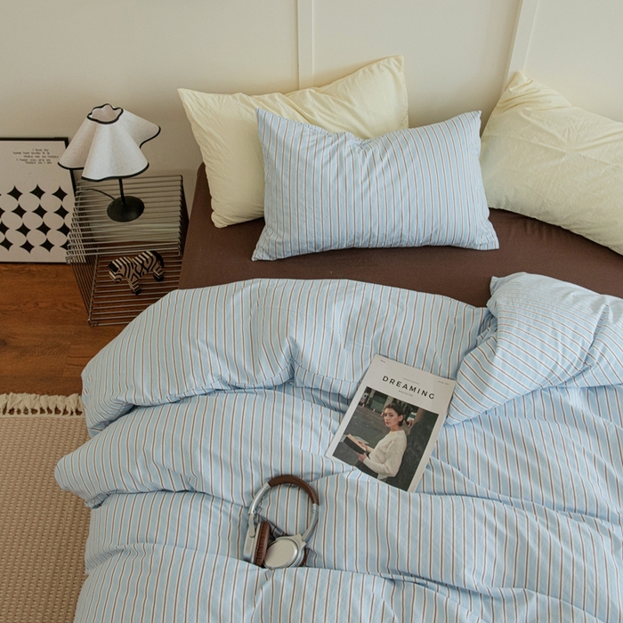 91家纺网 家纺一手货源 找家纺 尤米 2025新款亲肤舒适混搭ins风四件套系列 海盐可可