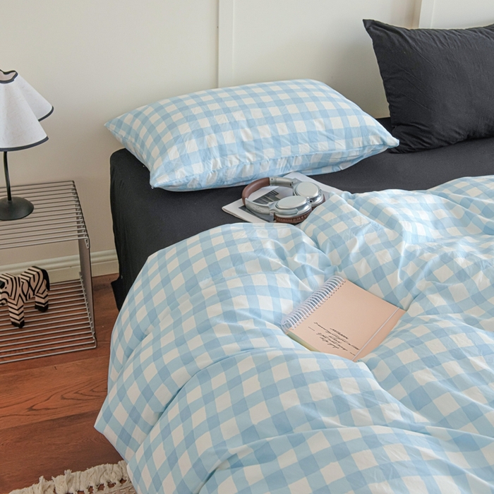 尤米 2025新款亲肤舒适混搭ins风四件套系列 蓝调慕斯