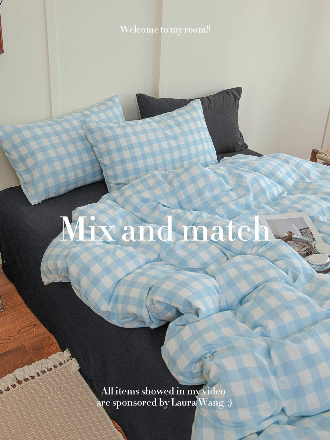 91家纺网 家纺一手货源 找家纺 尤米 2025新款亲肤舒适混搭ins风四件套系列 蓝调慕斯