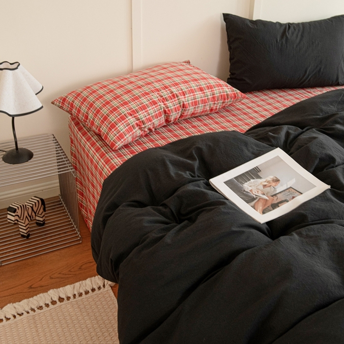 尤米 2025新款亲肤舒适混搭ins风四件套系列 树莓黑巧