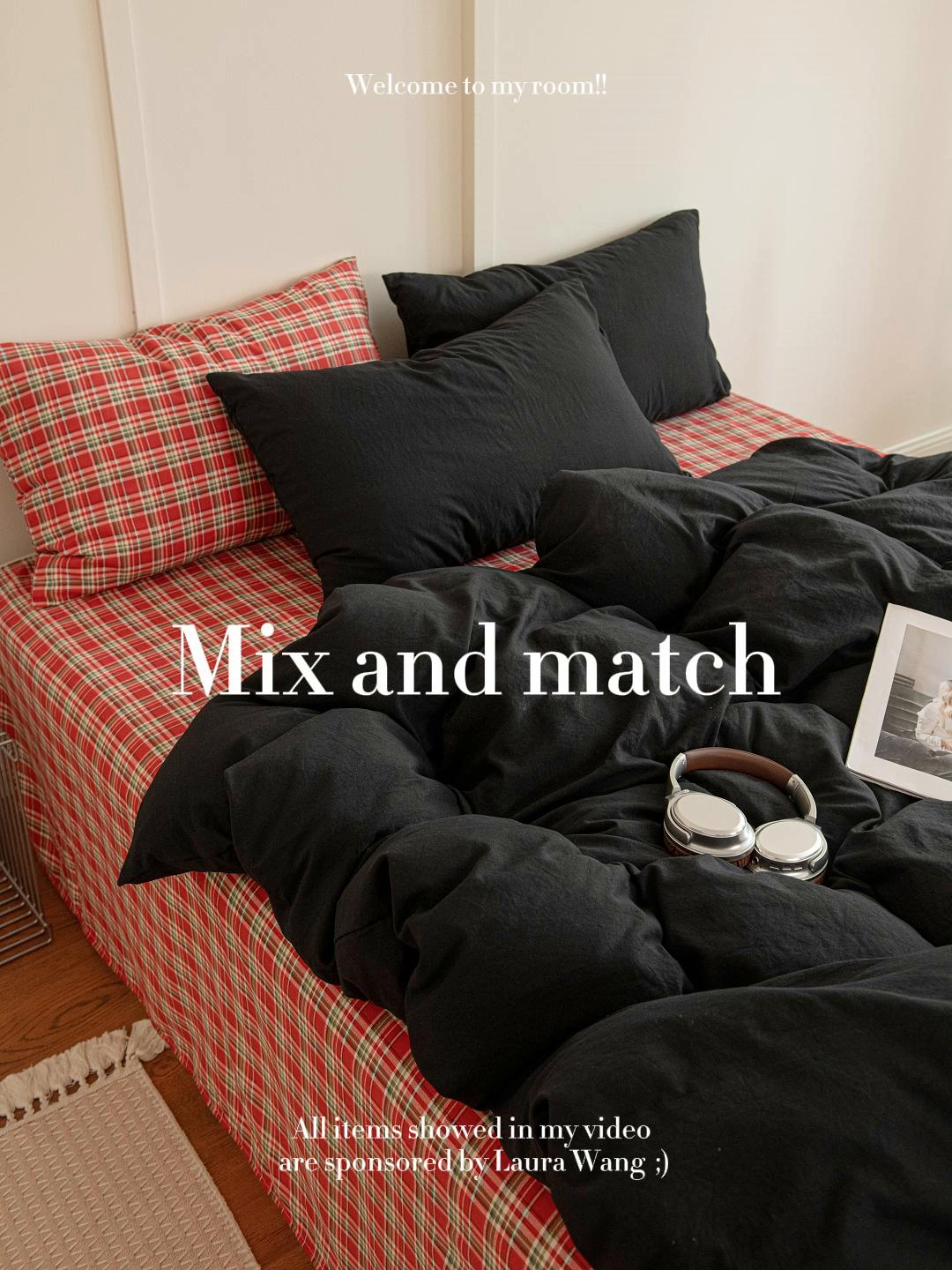 91家纺网 家纺一手货源 找家纺 尤米 2025新款亲肤舒适混搭ins风四件套系列 树莓黑巧