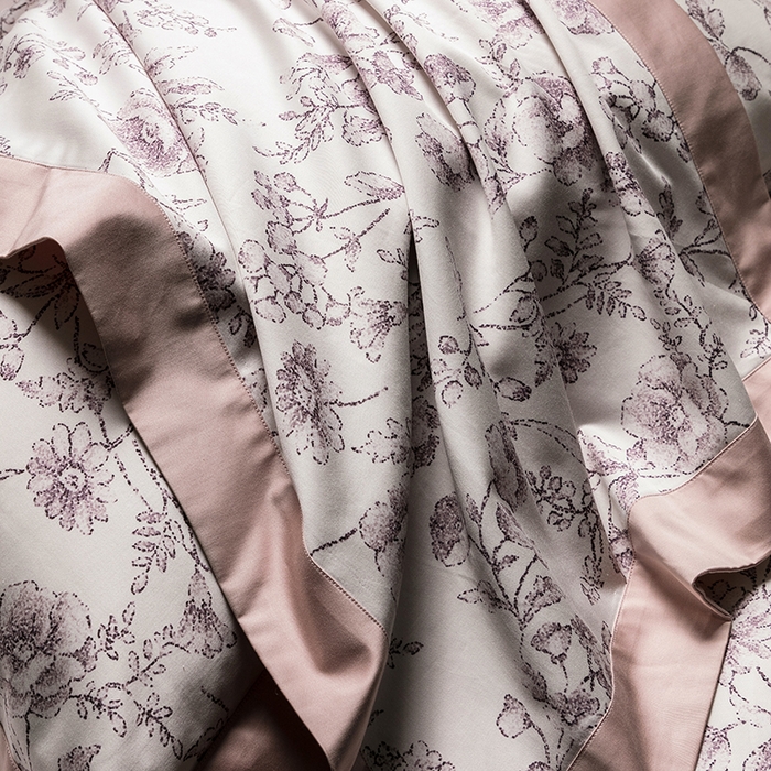 91家纺网 家纺一手货源 找家纺 威克凯丽 2024新款100S缎面数码印花四件套 香颂 （爱妲粉）