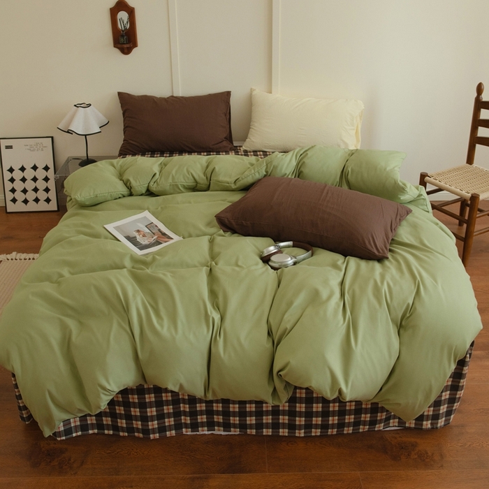 91家纺网 家纺一手货源 找家纺 尤米 2025新款亲肤舒适混搭ins风四件套系列 泰芒青柠