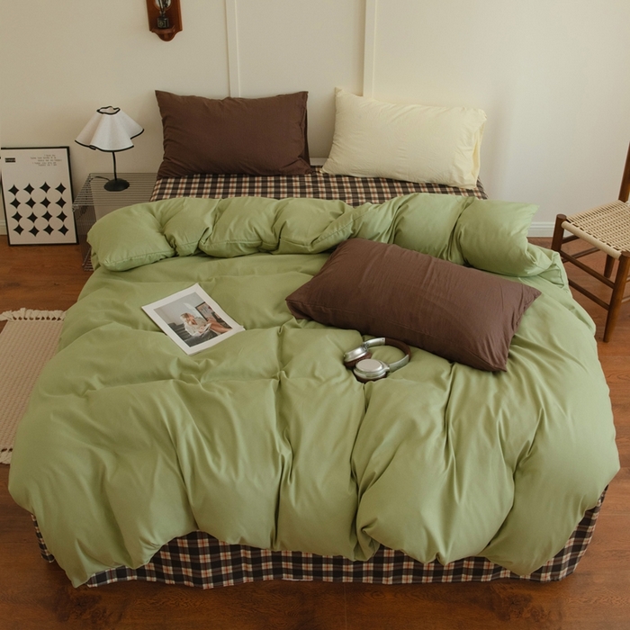 91家纺网 家纺一手货源 找家纺 尤米 2025新款亲肤舒适混搭ins风四件套系列 泰芒青柠